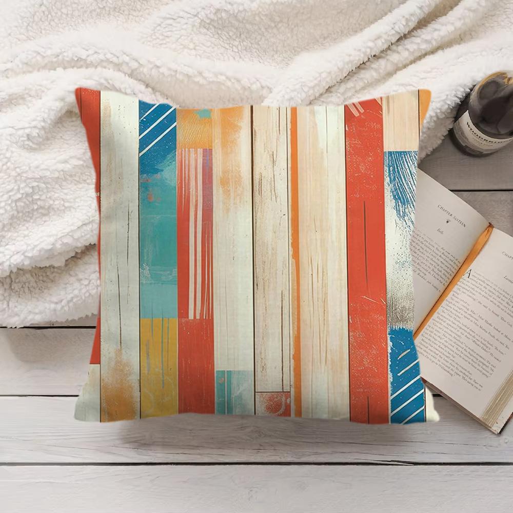 Classic Striped Cushion Cover Short Plush DoubleSided Printing Home Machine Washable in Warm Winter Pillow Cover