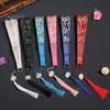 Elegant Handheld Fan Retro Lace Folding Portable Lightweight Chinese Dance Cherry Blossom Silk Cloth Pattern Women's with Tassel for Performance