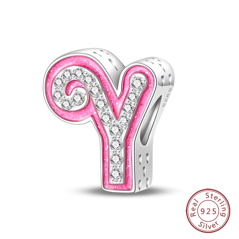 Copper Princess Pink 26 Letters Charm Bead Charms Bead Charms 3mm Do It Yourself Birthday Fine Jewellery Making
