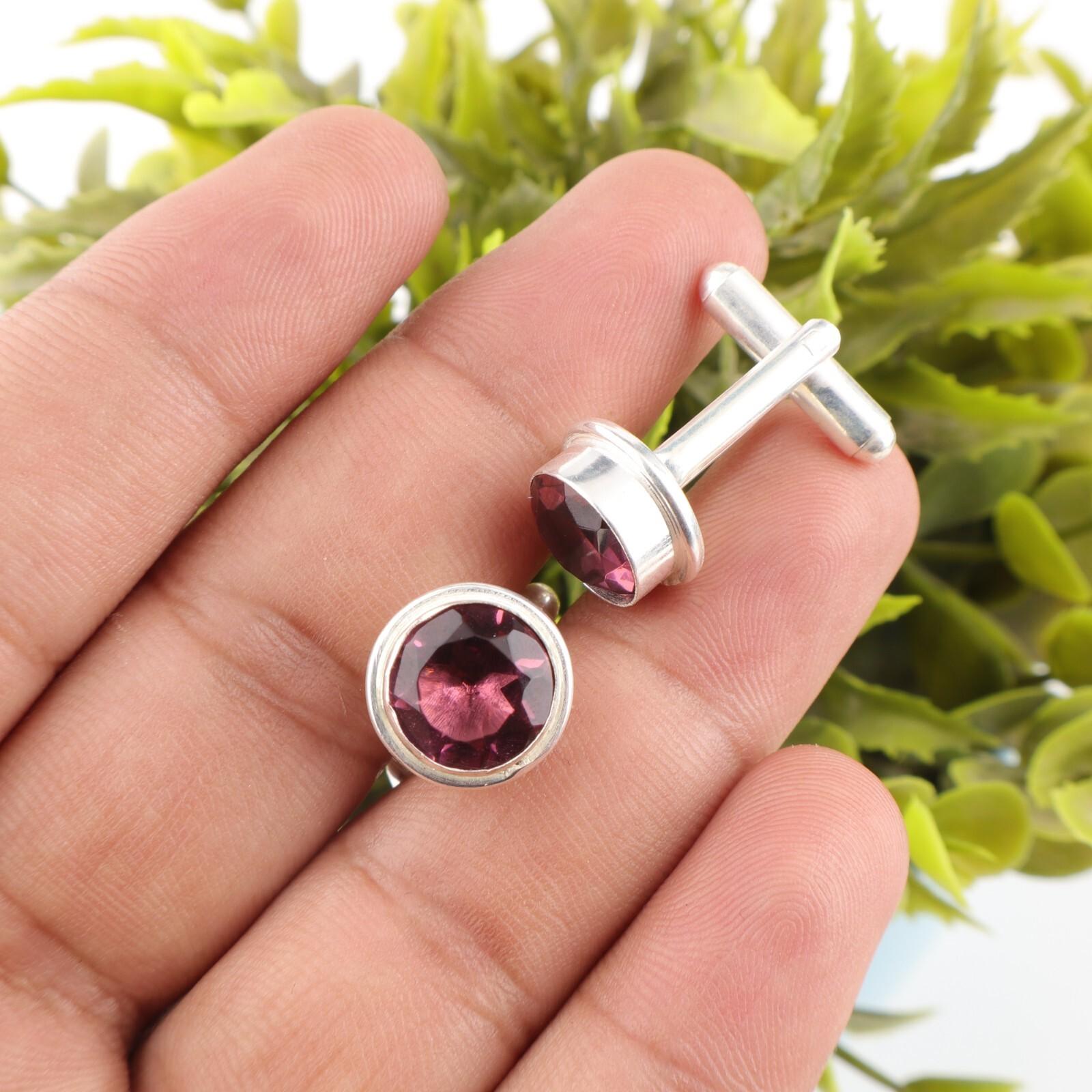 

Родолит Драгоценный камень 925 Стерлинговое серебро Украшения ручной работы Дизайнерские запонки 0,50 CL-4-16