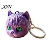 Playful Cat Bag Decoration 3D Printed Head Keychain, Cute Kawaii Kitten Charm with Pearlescent Finish & Bright Shaped Ornament Green Eyes, Lightweight