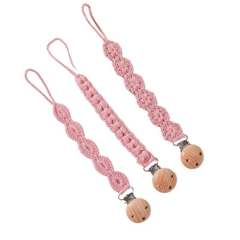 3pcs Newborns Dummy Chain Baby Soother Chain Pacifier Holder Woven Dummy Clip Toddlers Infant Pacifier Strap Baby Supply