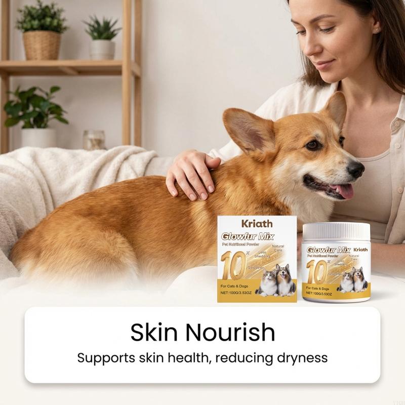 Pet Skin And Coat Care Supplements Powder With Vitamins Minerals For Dog Cats To Enhancing Furs Gloss and Softness