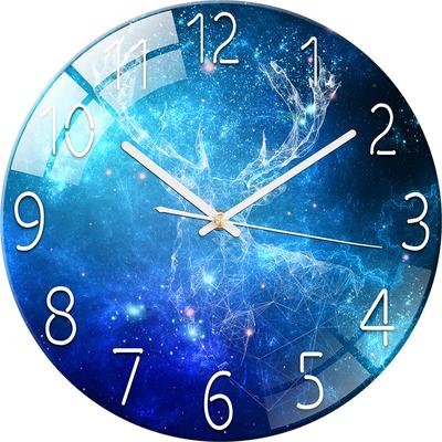 Digitale Wanduhr mit geringem Geräuschpegel, 30 cm/12 Zoll Sternenhimmel-Wanduhr, Quarzuhr, leise, einfache Uhr für die Heimdekoration im Kinderzimmer