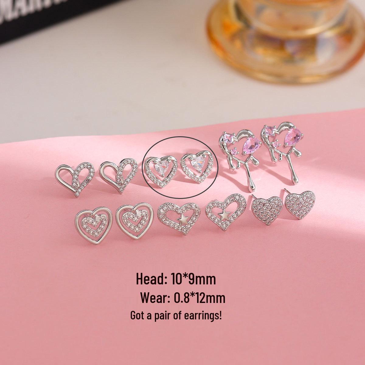 Women s Copper-Plated Gold Hollow Star & Heart Earrings with Pink Zircon – Geometric, Luxurious Design Durable Gold Plating