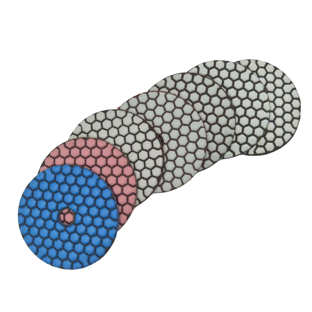 Set de 7 bucăți de 4 inch tampoane de lustruit cu diamante uscate, pentru granit, beton, marmură