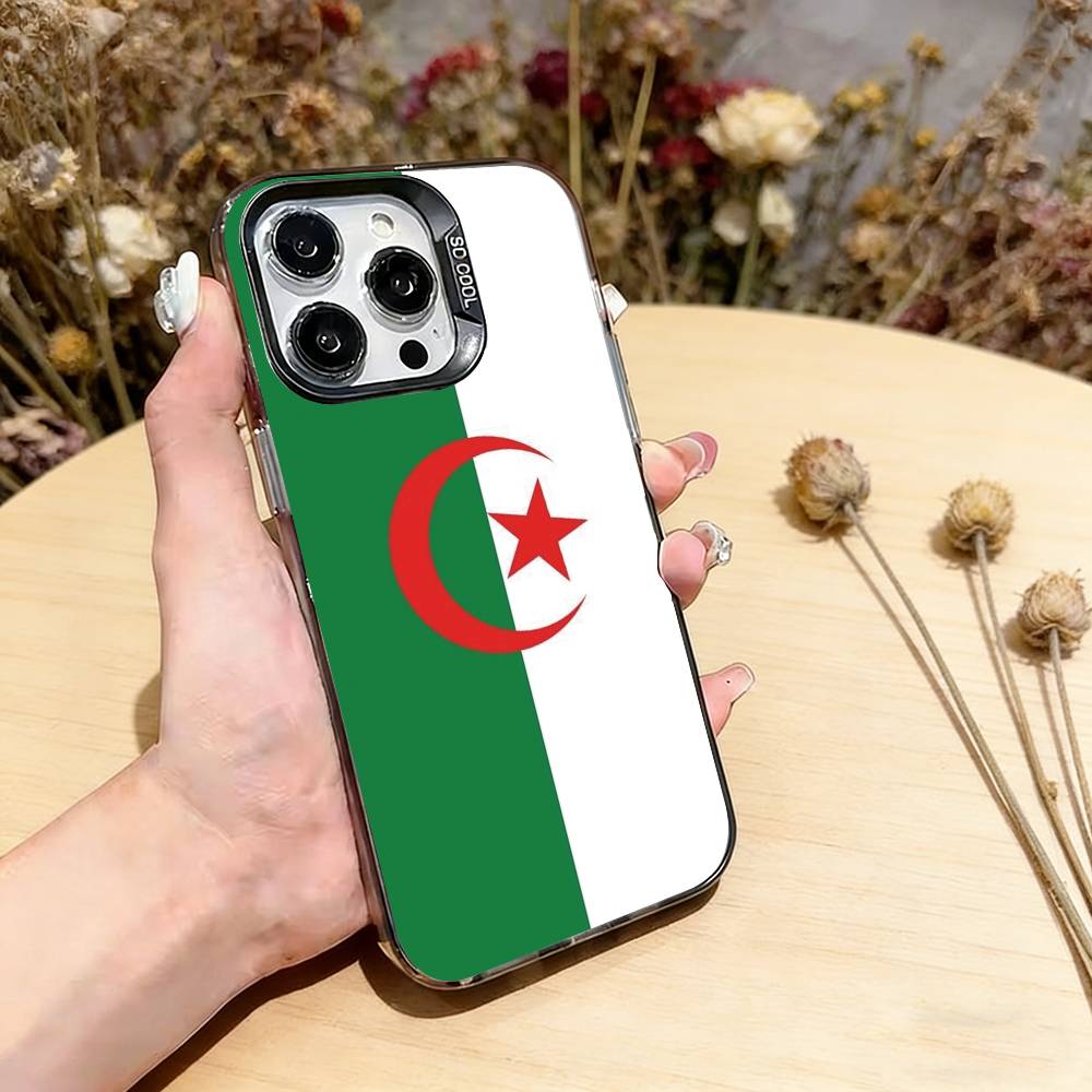 Algeria F-Flag Phone Case For iPhone 17,16,15,14,13,12,11 Plus,Pro Max,XS,Colorful Silver Black Cover iPhone15Pro