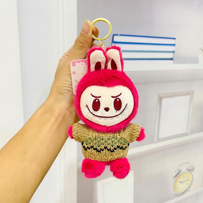 Creative Cartoon La Bubu Plush Clothing Toy Keychain Car Backpack Hanging Pendant Keyring Couple Accessories Decorative Gifts