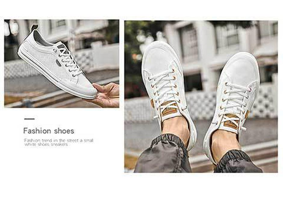 Men's Trendy Autumn Leather Slip-On Sneakers - High-End & Versatile White Sports Shoes