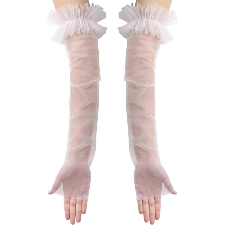 Seethrough Sheer Arm Sleeves Wedding Gloves For Bride Formal Occasion Fingerless Thin Arm Covers for Evening Party Wear