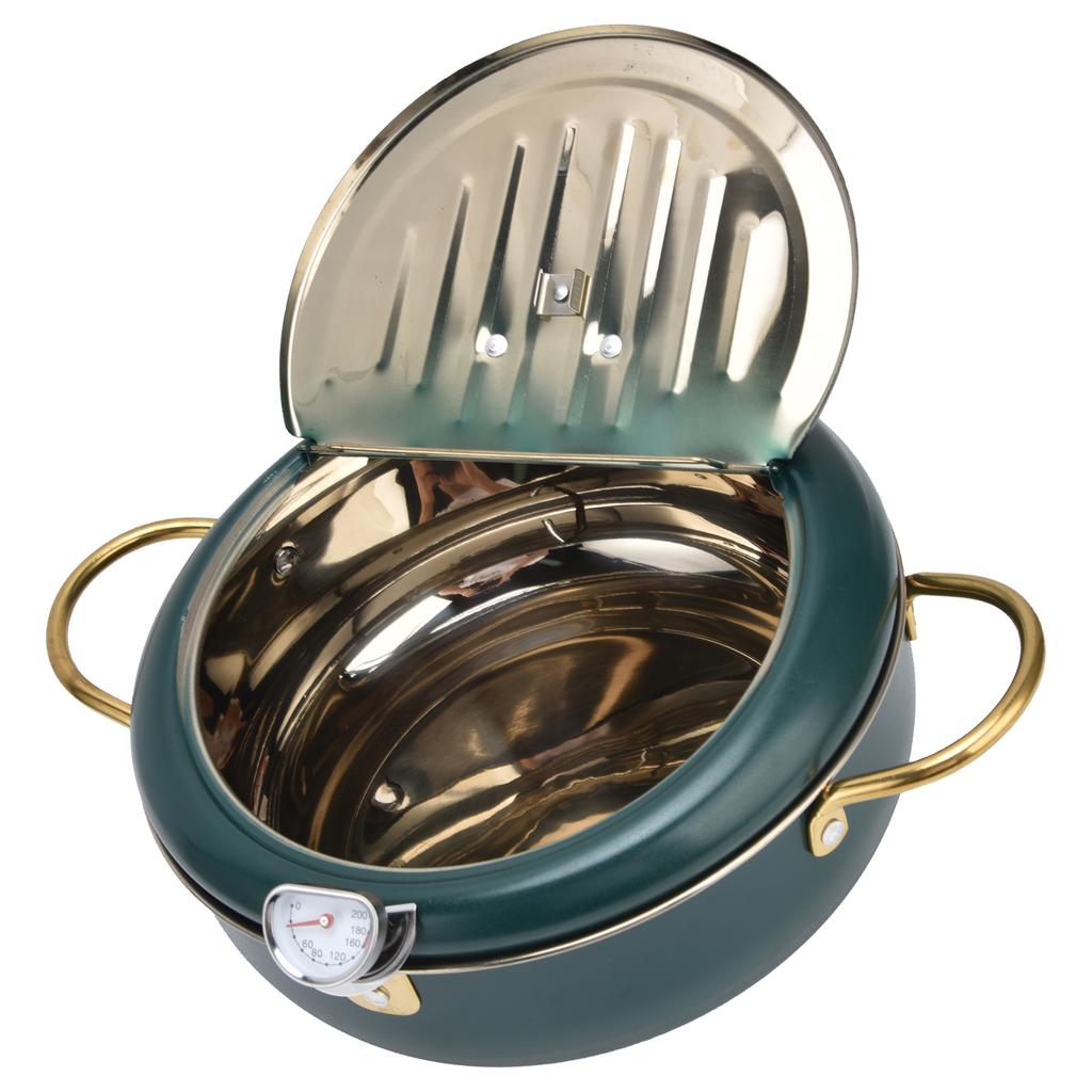 Ανοξείδωτο Ατσάλι 304 Τηγανιέρα Ελεγχόμενης Θερμοκρασίας Φριτέζα Μαγειρέματος με Θερμόμετρο για Κουζίνα