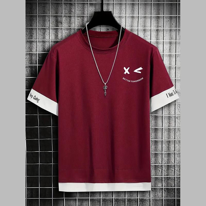 

Новая летняя мужская модная футболка с принтом «Интерес личности» для мужчин 8XL красный