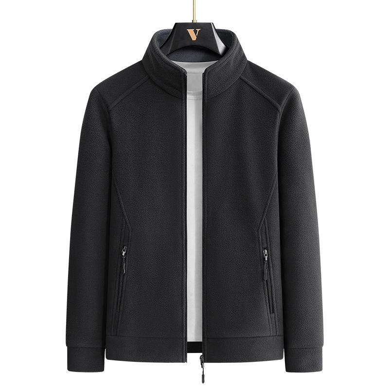 Men's Large Fleece Jacket: Warm Lined, Thickened for Autumn and Winter - Perfect for Middle-Aged Dads.