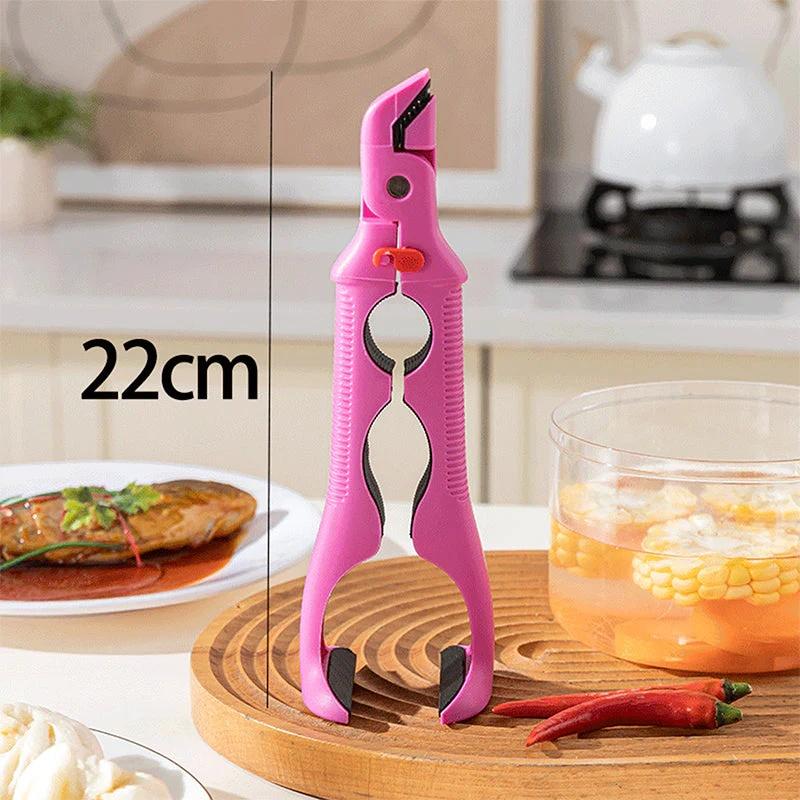 

3-в-1 Зажим от ожогов, Подставка-лоток, Держатель для миски, Многофункциональная подставка-лоток, Противоскользящий, Для дома, Кухни, Силиконовый зажим от ожогов розовый