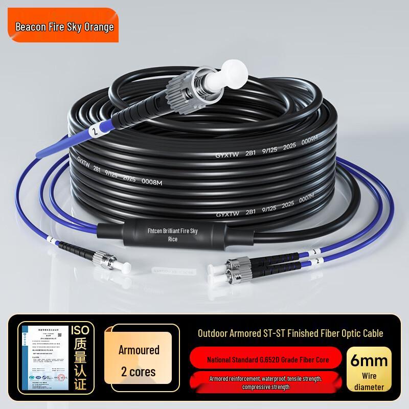 Fenghuo Tiancheng Outdoor Single-mode Armored ST Fiber Optic Cable 50m