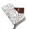 Karukuru Women's Floral Embossed Round Zipper Long Wallet FRS-EN004 White