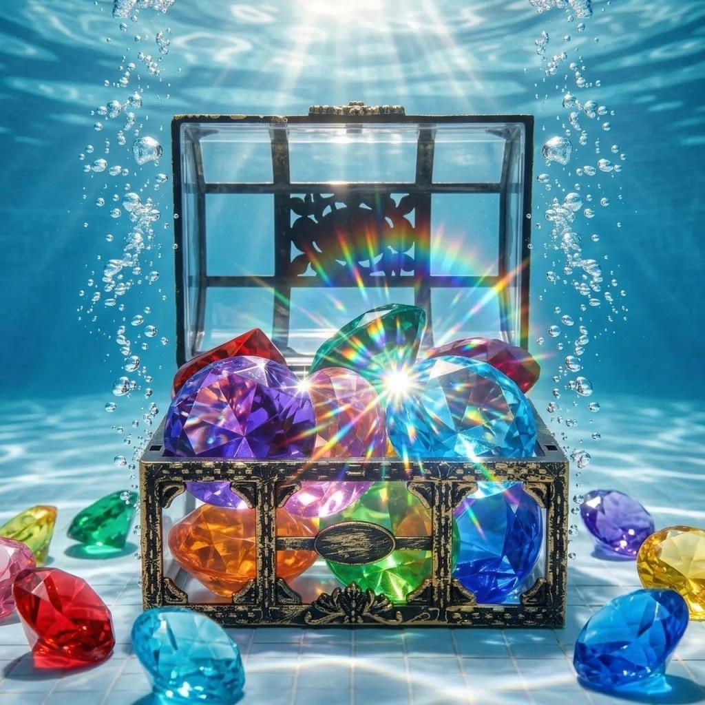 Children's Diving Acrylic Simulation Diamond Treasure Chest Swimming Pool Underwater Treasure Set