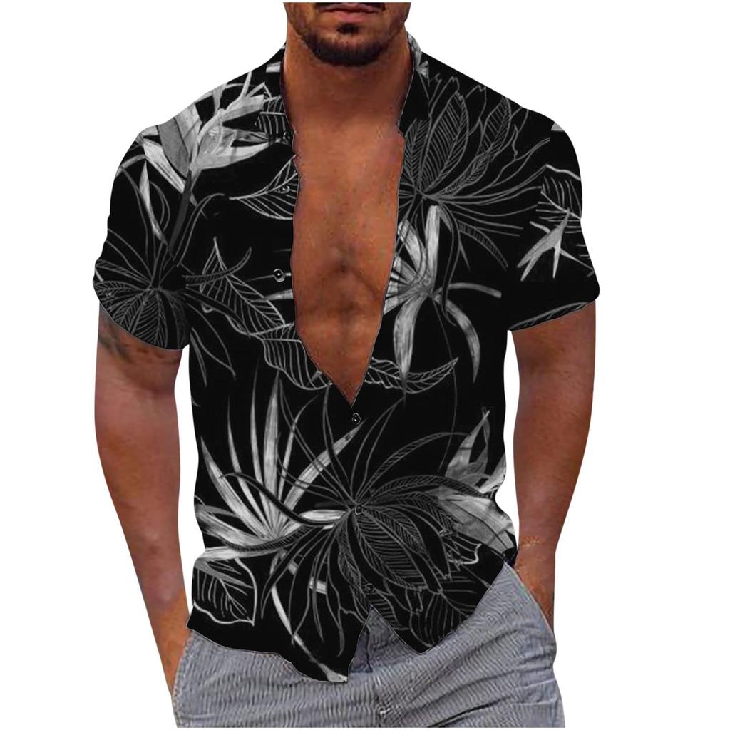 Men's Hawaiian Shirt Fun Short Sleeve Button Up Shirt  Holiday Beach Shirt