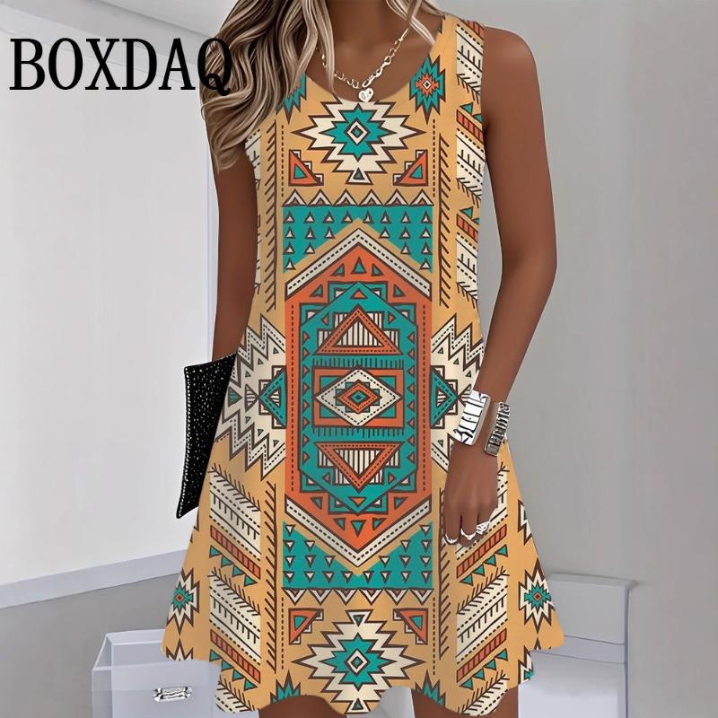 Summer Beach Sleeveless Tank Dress Women Sundress Casual Loose O-Neck Dresses For Women Fashion Street Hip Hop Short Dress
