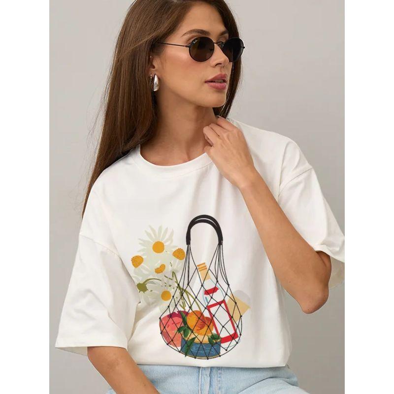 Western Style New Fashion Casual Loose Print All-Match Short sleeve T-shirt Top Printed T-shirt Top