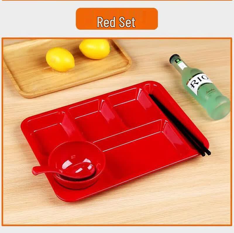 ZLIII Thickened Melamine Rectangular 6-Compartment Divided Dining Tray