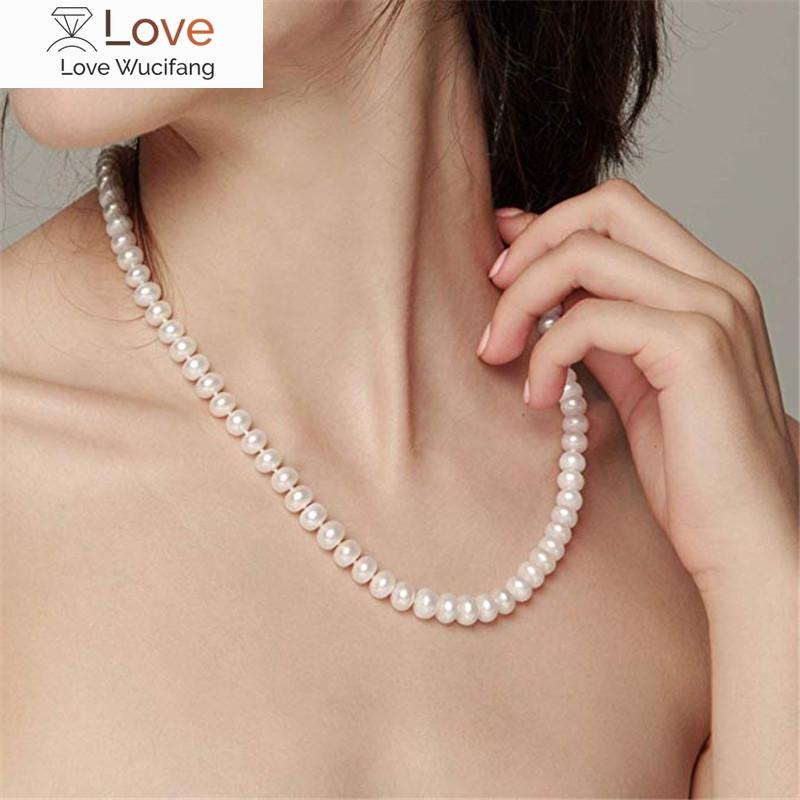 

Ожерелье из пресноводного культивированного жемчуга Dainashi White 7-10 мм, изящные ювелирные украшения из стерлингового серебра для женщин, подарок на день рождения