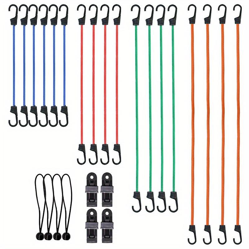 Set mit 26 hochwertigen elastischen Seilen mit Haken, Gepäckseil-Set, Spanngurte, Zeltballseil