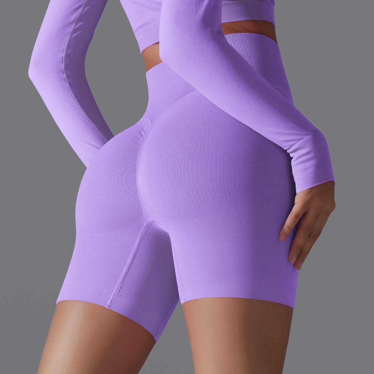 

Auroth, спортивные шорты для йоги с высокой талией, женские бесшовные вязаные шорты на бедрах, однотонные леггинсы для бега и фитнеса S