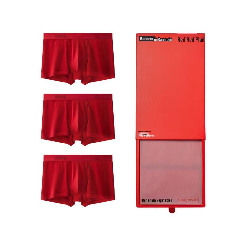 

Bananain Мужские красные трусы-боксеры с антибактериальным эффектом, 3 шт. L