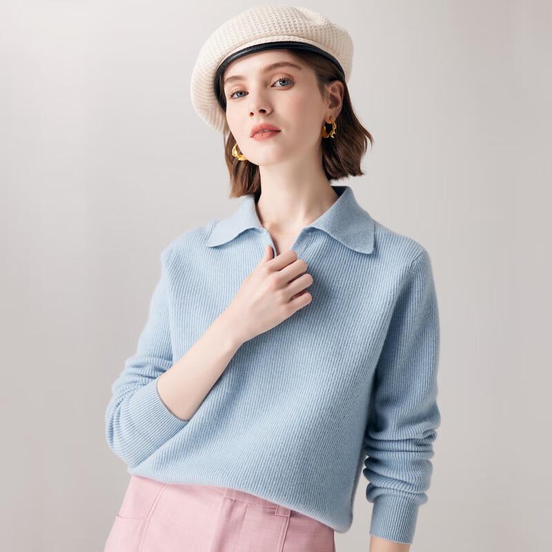 Women's POLO Collar Jacquard Cashmere Sweater