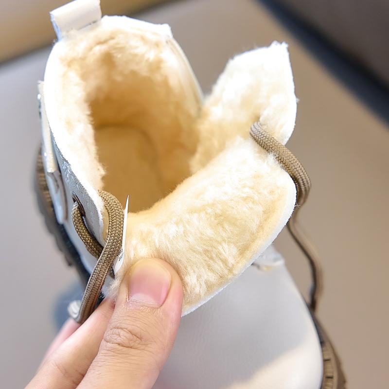 Winter Girls Snow Boots Children Soft-sole Non-slip Rivets Boys Cotton Shoes Child Outdoor Baby Warm Plush Princess Boots I10058