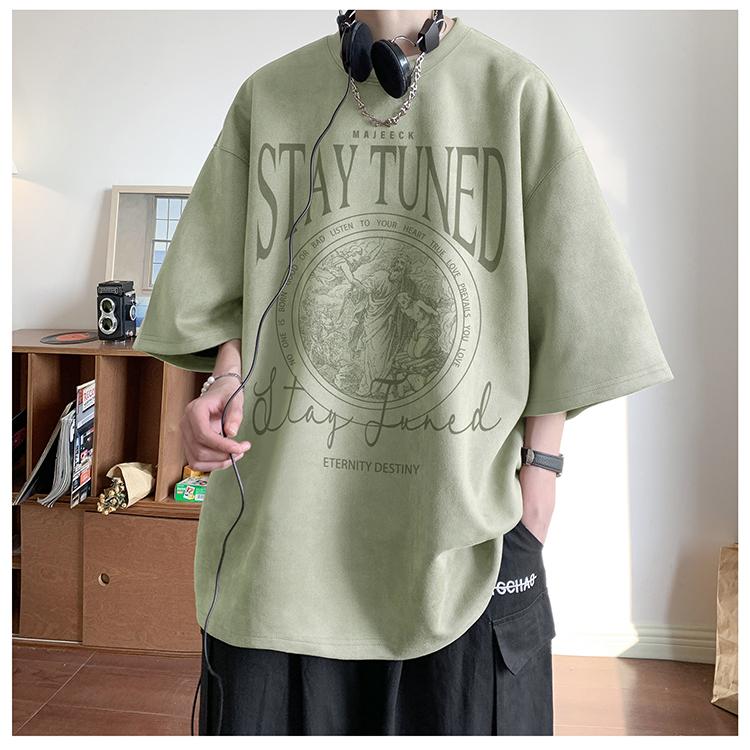 Summer Short Sleeve T Men's T-Shirt English Graffiti Letter Print Trendy Cotton T-Shirt Fashion Brand Top