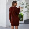 Winter Fashion Round Neck Long Sleeved Dress With Pockets