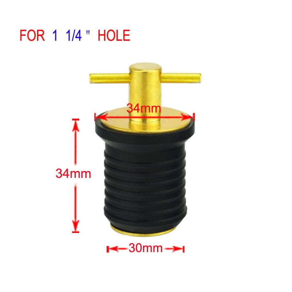 DollaTek Brass T-Handle 1” Or 1-1/4” Drain Plug For Boat (1” Drain Plug)
