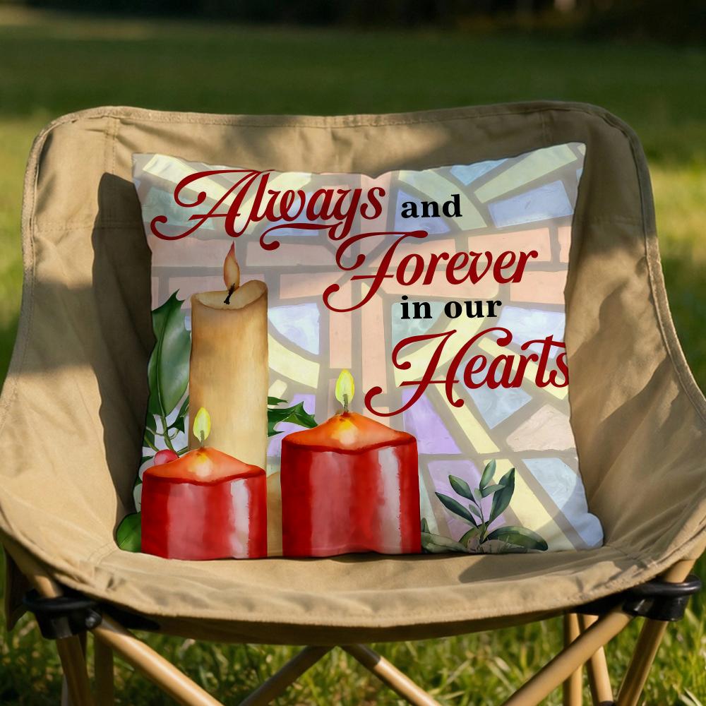 Christmas Red Candle Cushion Cover Soft Reversible  Durable Pillow Cover  MultiScene Use for Home  Car Daily Comfort