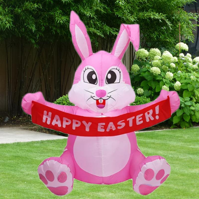 Multitypes Inflatable Toy Giant Rabbit Egg Happy Easter Inflated Model Decoration with LED Lights Bunny Outdoor Yard Bunny Decor