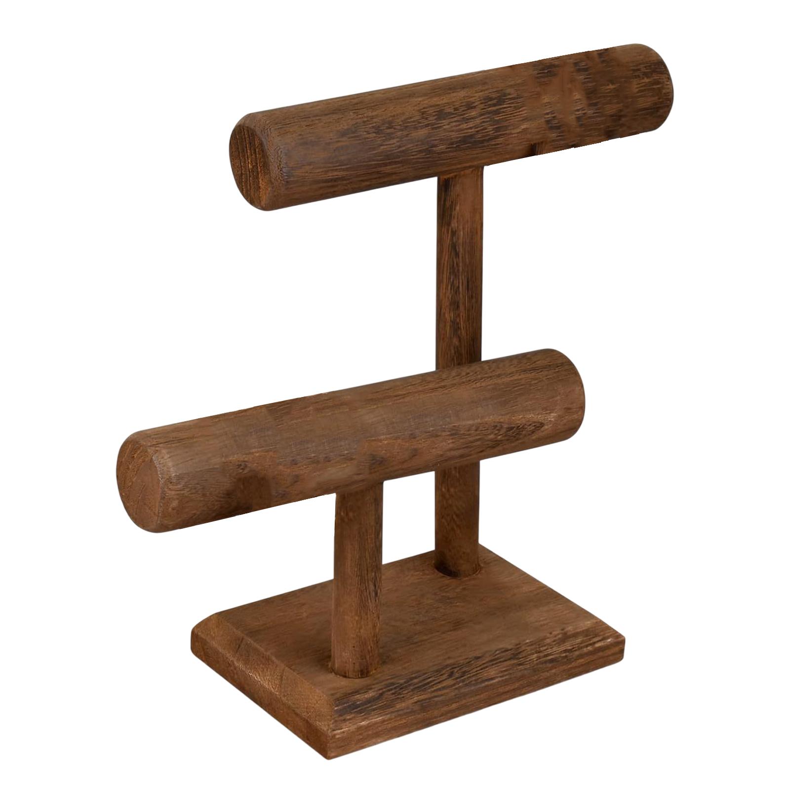 

Elegant Wood Bracelet Organizers Stylish Wood Stand Holder with Double Layer for Displaying Bracelets and Jewelry 1