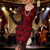Flapper Dresses 1920s V Neck Sequins Fringed Dress Great Gatsby Dress for Womens Cocktail Dresses