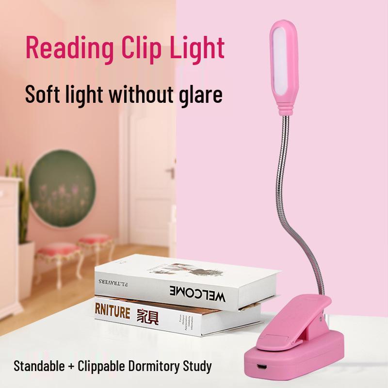 USB Charging LED Desk Lamp with Eye Protection & Flexible Hose Clip for Dorms and Bedside Use