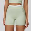 Hohe Taillen Farbe Block Po-Hebende Yoga-Shorts – Damen Gerippte Nude-Gefühl Lauf-Sport-Shorts (Stil 3129)
