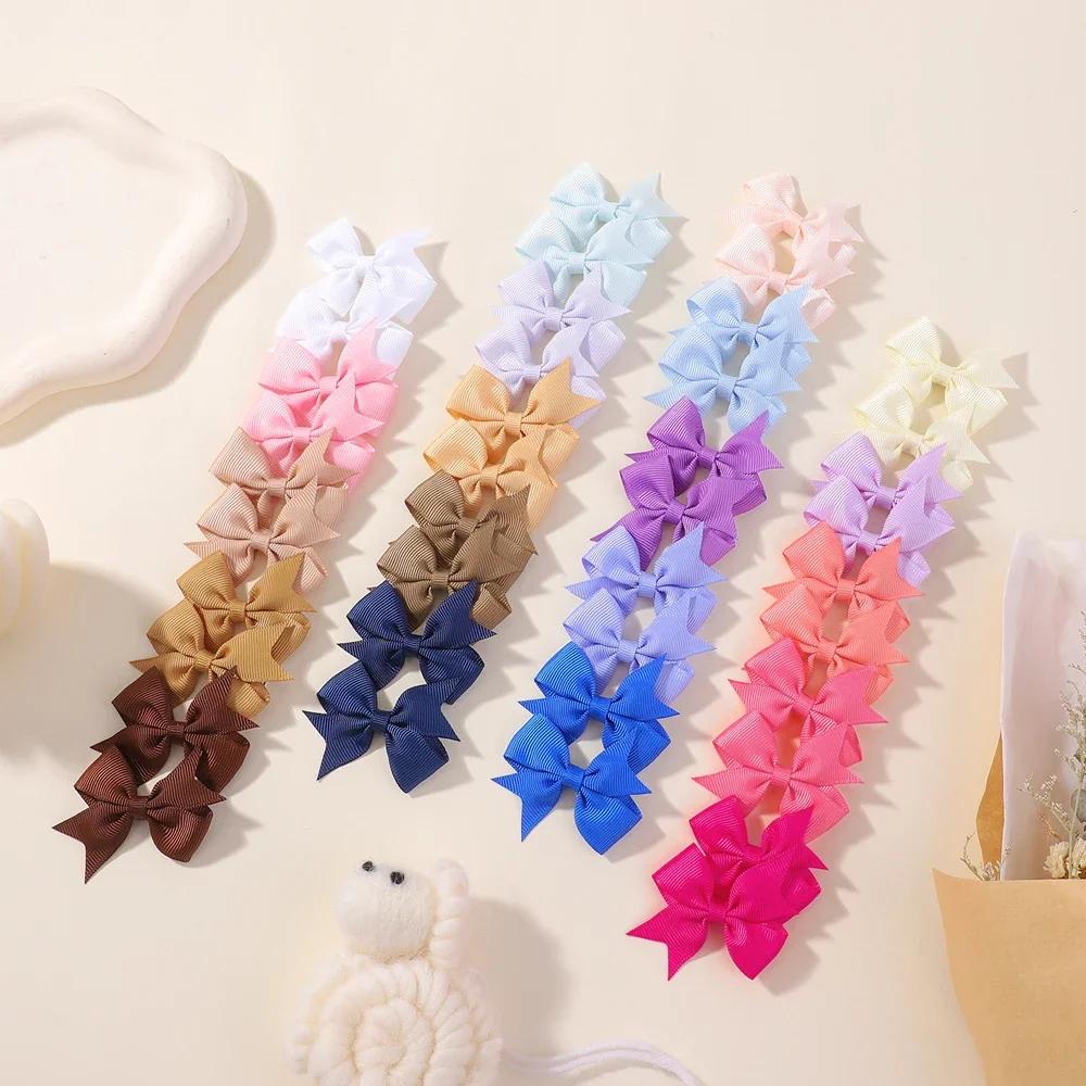 RAINBOW BOWS 40/20Pcs 2.3'' Classical Ribbon Bowknot Hair Clips for Girls Handmade Bows Hairgripes Hair Accessories