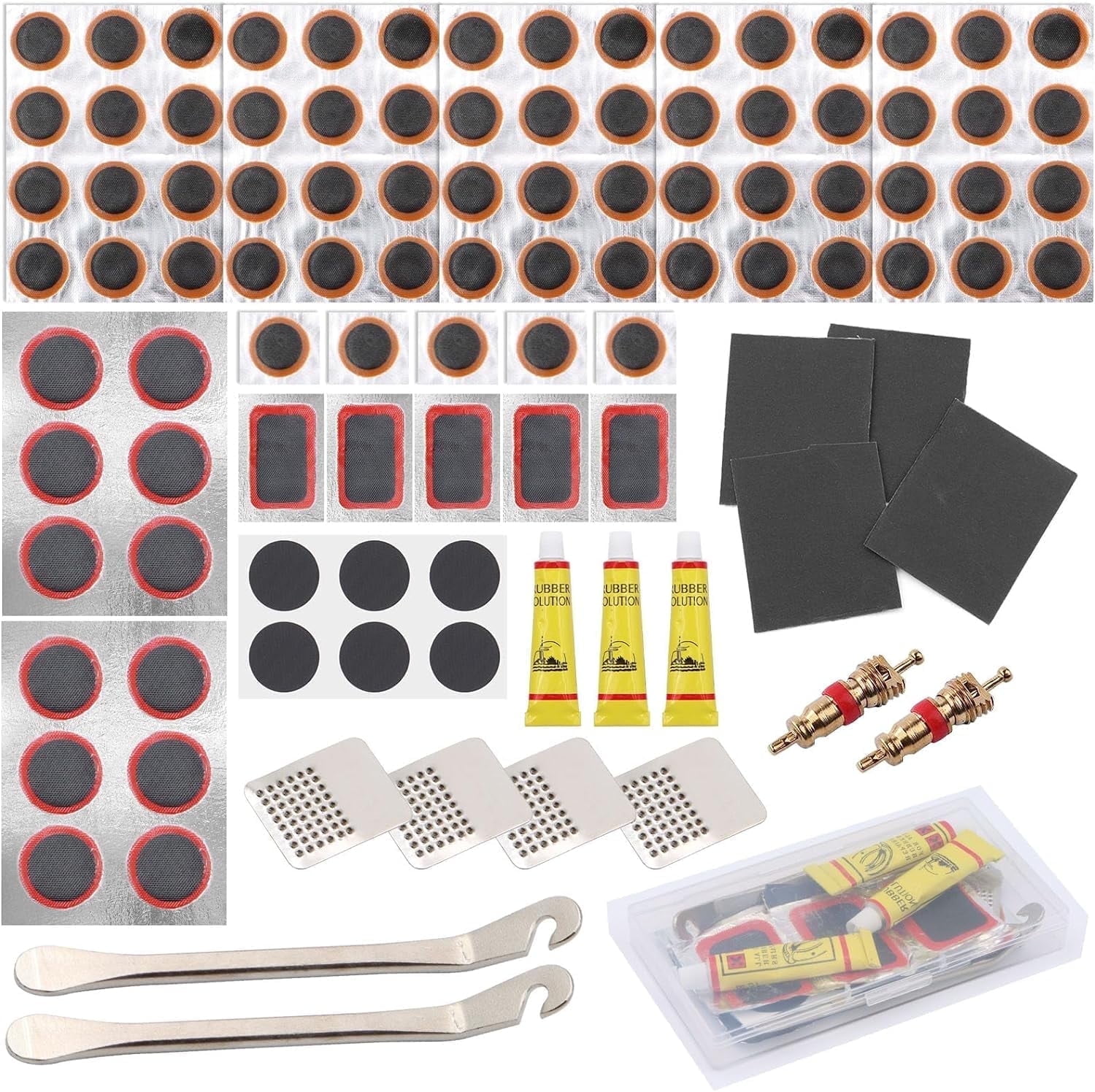103 Pcs Puncture Repair Kit, Puncher Repair Kit Bicycle, Bicycle Inner Tube Patch Kit,
