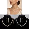 Geometric Alloy Necklace Earrings Set For Wedding With Water Drill Pendants