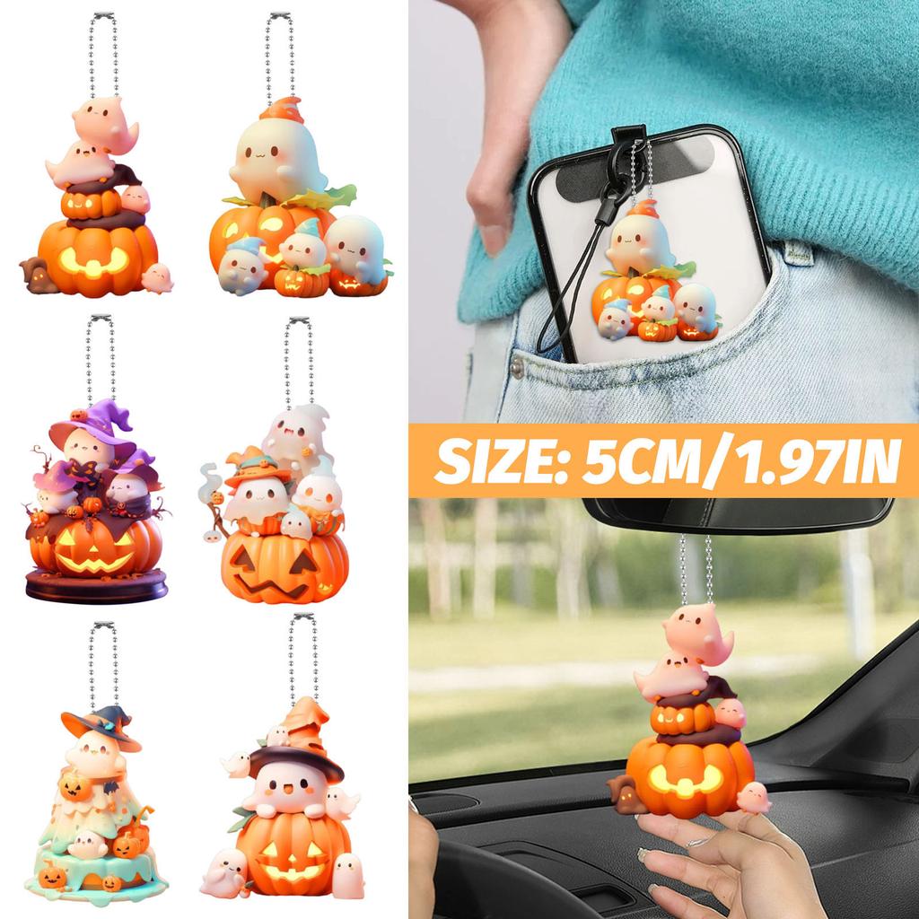 2D Akrylový Halloweenský Kreativní Přívěsek na Auto s Dýní, Klíčenka, Závěs na Batoh