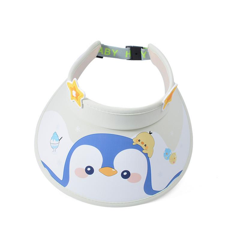 Niedlicher Kinder-Sonnenhut mit breiter Krempe und Pinguin-Cartoon für Jungen und Mädchen im Sommer