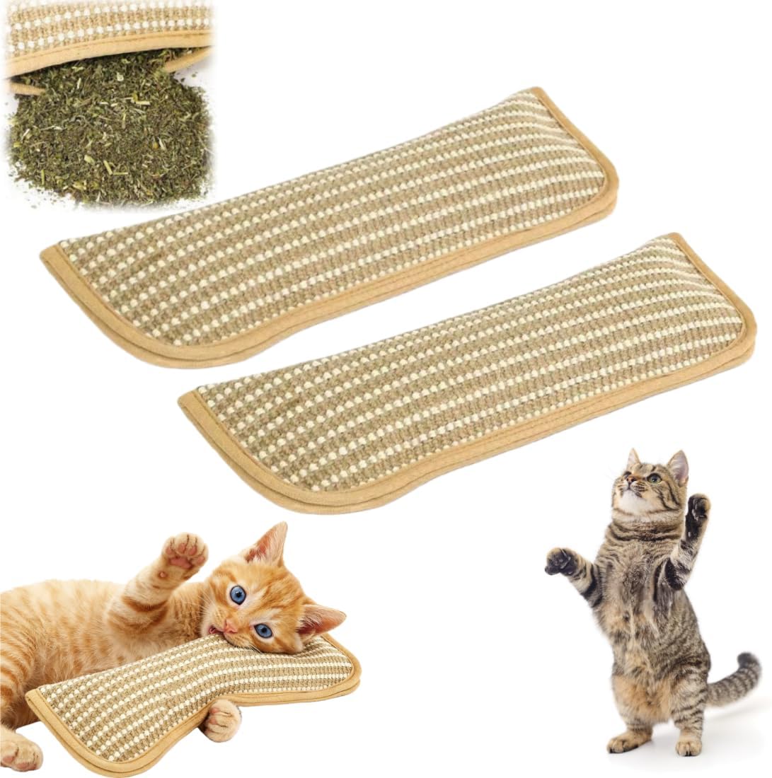 

2PCS Catnip Kicker Pillow, Catnip Toys for Indoor Cats, Dual Hemp Rope Cat Chew Toy, Interactive Cat Nip Kicker Toys for Teething 2PCS