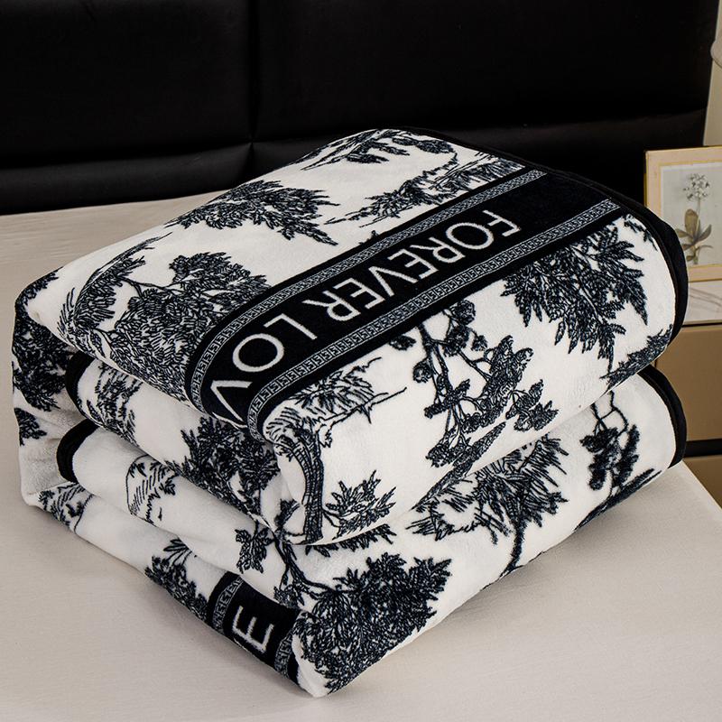 Cartoon Pattern Thick Flannel Blanket Lightweight Warm Nap Throw Blanket for Sofa All Season Cozy Soft Plush Bedspread Bed Sheet