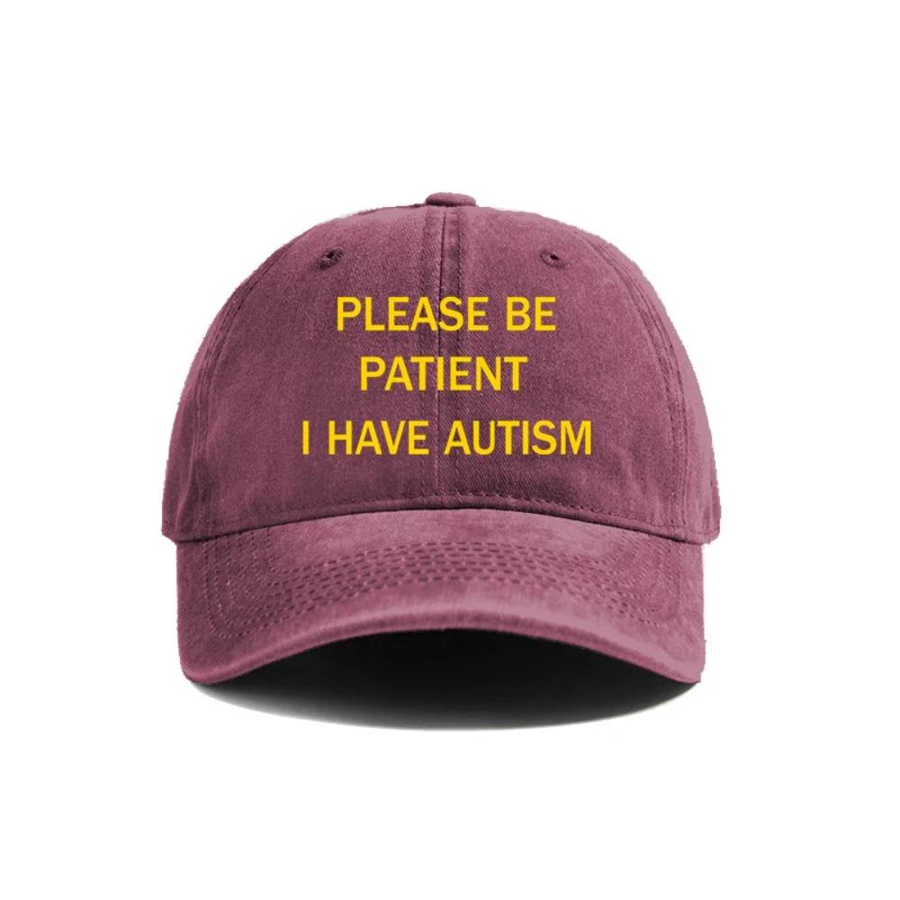 Please Be Patient I Have Autism Baseball Cap Distressed Hats Cap Men Retro Outdoor Summer Adjustable Hat MZ-284