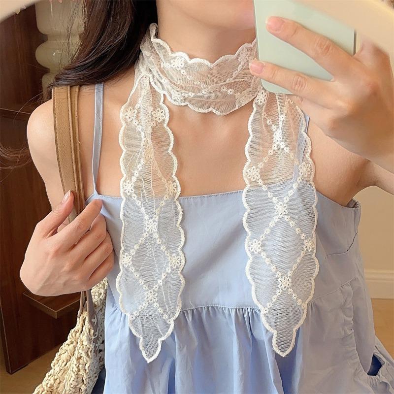 Bows, Pearl Strings, Silk Scarves, Summer Vacation Style, Atmosphere-enhancing Neckband Decoration, Hairband, Hair Ties