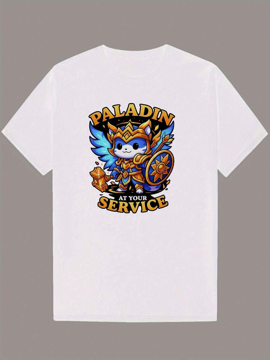

Unisex S Casual Summer T-Shirt - Vibrant Cartoon Warrior Design With PALADIN Graphic XL